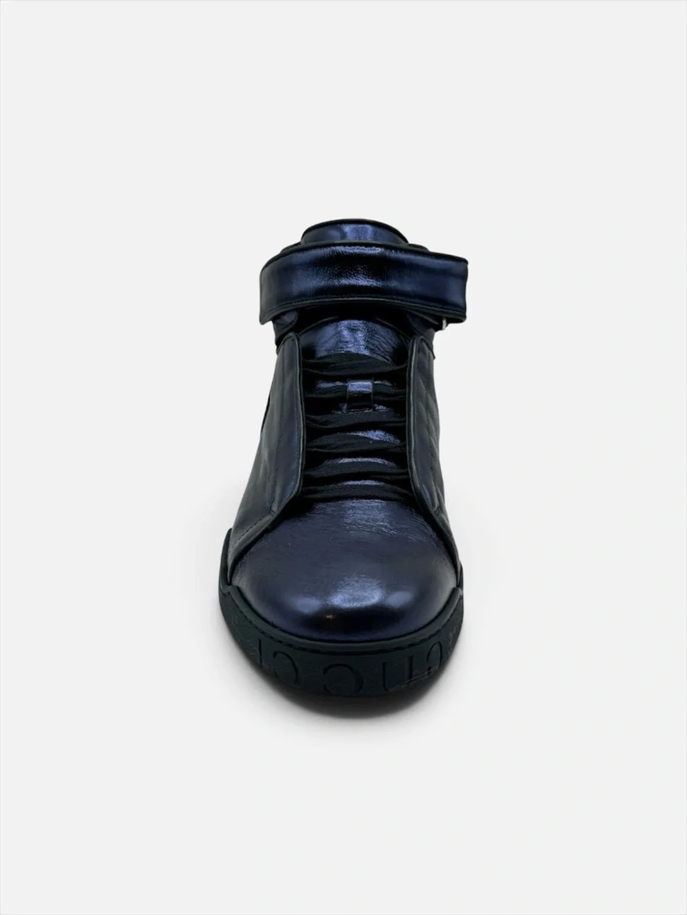 Gucci Blue Leather High-Top Lace-Up Sneakers Men 5G Italy NIB